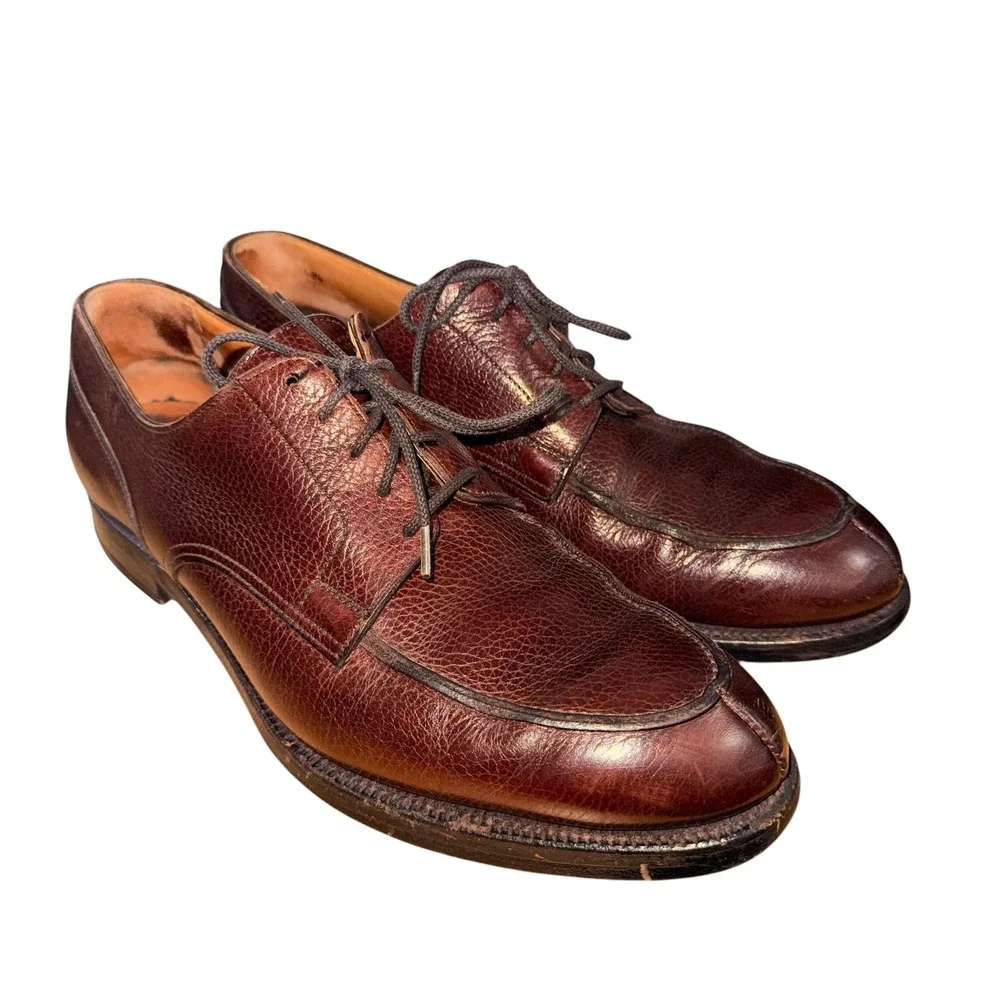 Peal & Co Brooks Brothers Dress Shoes Mens 9D Pre-Owned Derby Brown Pebble Grain